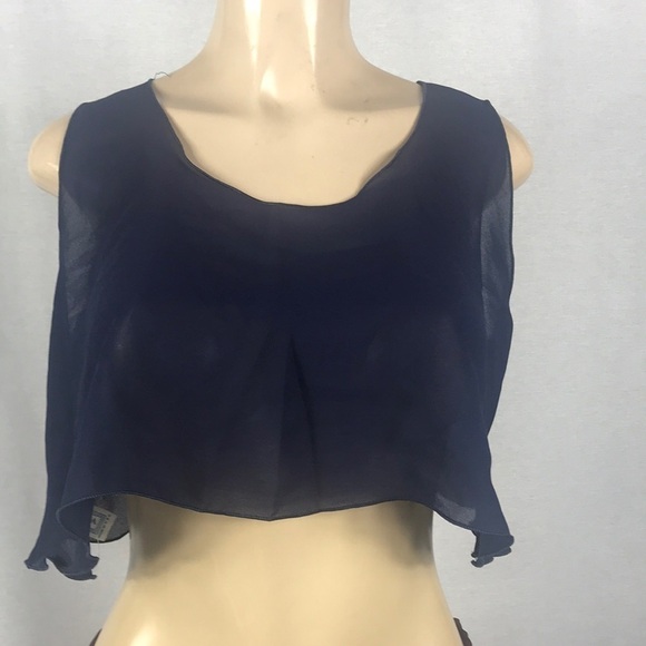Zuliana sheer crop blue sleeveless crop top Made in USA. New With Tags - Picture 1 of 3